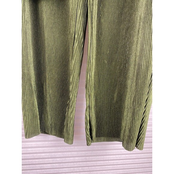 Say Anything 2pc Top Pants Sz M Olive Green Ribbed Long Sleeve Button Down Sheer - Picture 8 of 14